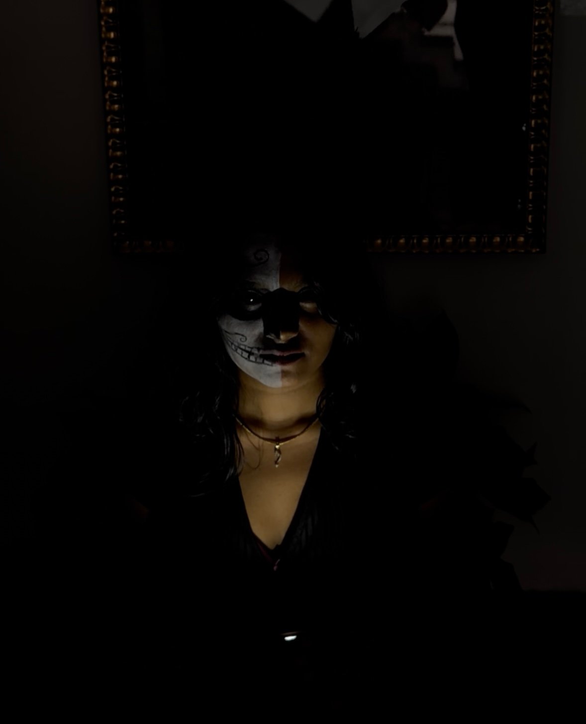 Glam Halloween makeup look created by student 