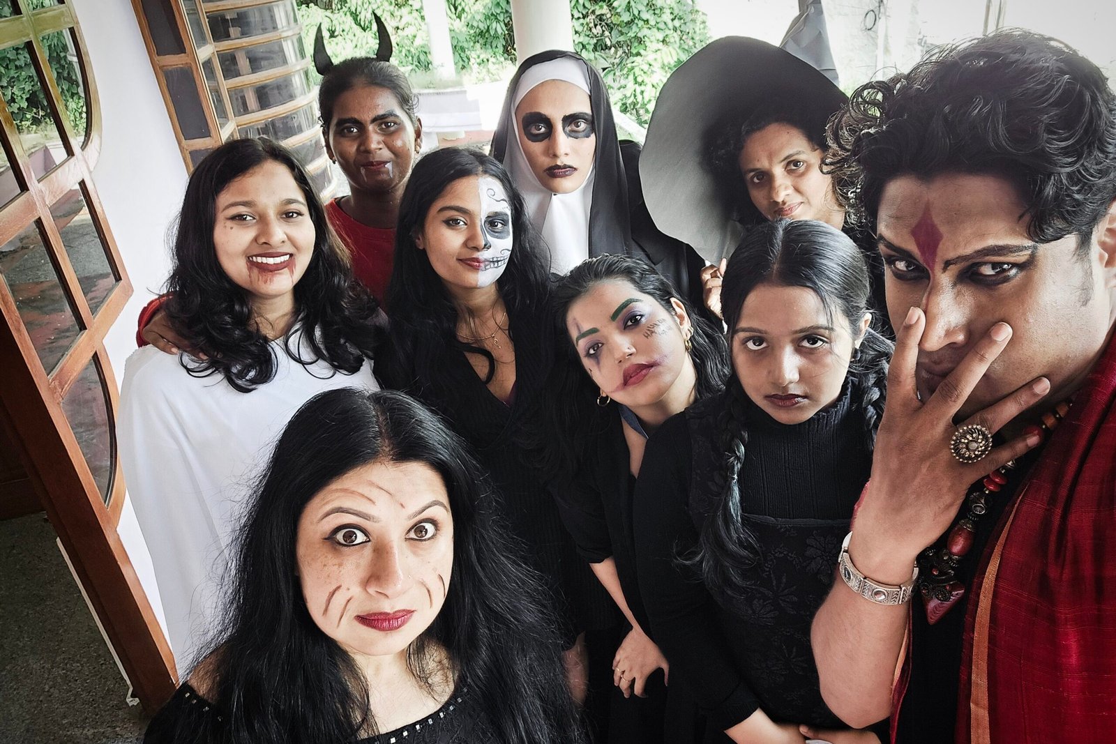 Group photo of INSD Trivandrum students, faculty and directors during Halloween Fest INSD Trivandrum
